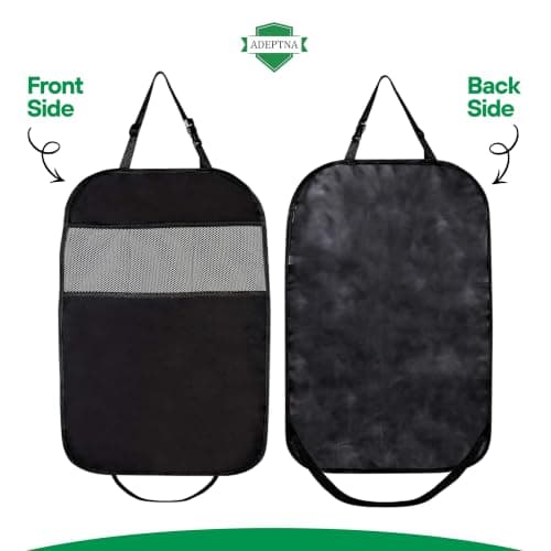 ADEPTNA ® 2 Pack Car Organizers Kick Mat Car Seat Protector Cover 3 Mesh Pockets Toy Storage Organiser Kids — view 4