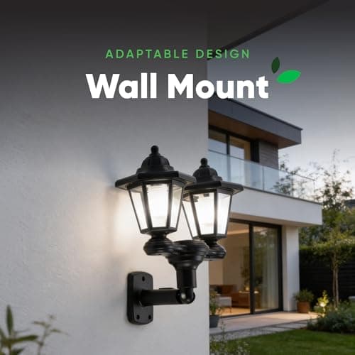 Gardenwize 3-in-1 Solar Powered Double Headlamp – Wall, Stake, or Floor Mount Outdoor Light, Eco-Friendly Solar Garden Lights with Bright LEDs, 1.5m Tall — view 4