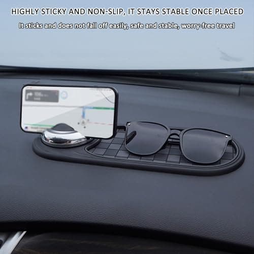 Multifunctional Vehicle-Mounted Anti-Slip Mat, Rotatable Anti Skid Car Dashboard Pad, 2025 Upgraded Universal Car Phone Mount Silicone Cars Pad Mat with Temporary Parking Numbe (Brown A) — view 6