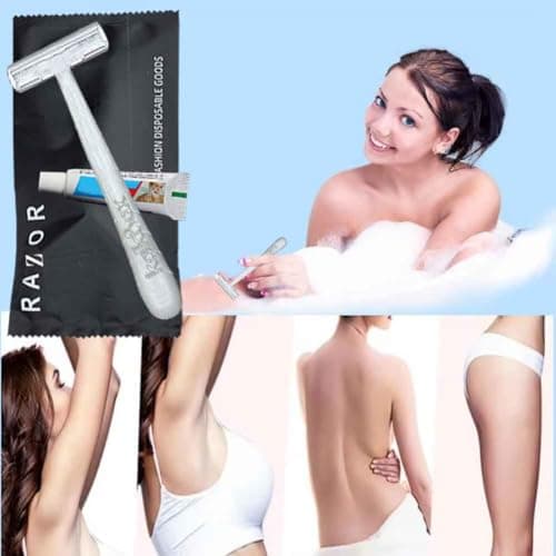 10Pack Individually Wrapped Travel Disposable Razors Kit With Shave Cream; Guest Private Care Manual Razor Toiletries Amenities;Multipurpose Luxury Hotels Shaving Razor Set for Home Hotel Travel — view 3