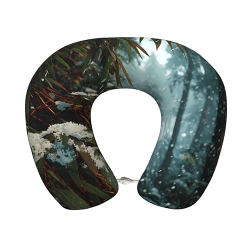 BOAXXL Winter Bamboo Forest Soft Travel Pillow with comfortable neck Support for Airplane Trips Movies Naps and Office Work