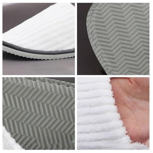 FJDRSIG 3 Pairs Hotel Slippers,Soft Coral Fleece Spa Slippers,Non Slip Washable Reusable Guest Shoes,for Spa Party Guest Swimming Pools and Travel,White Color Comfortable Indoor Outdoor Use — view 4