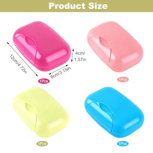 Travel Soap Case, 4Pcs Soap Dish with Lid, Closable Soap Holder Portable Soap Dish for Shower Travel Hiking Bathroom School Gym and Camp(Green/Blue/Pink/Rose Red) — view 2