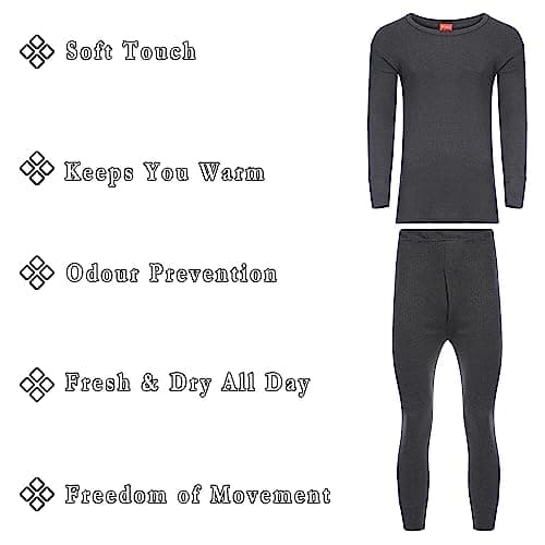 Heatwave® Men's Extreme Thermal Underwear Set, Long Sleeve Top & Long Johns, Winter Outdoor Ski Wear Thermals, XX Large Charcoal — view 3
