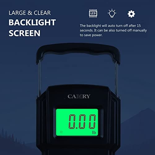 CAMRY Digital Luggage Scale with Hook and Measuring Tape, 165lb/75kg, Black — view 4