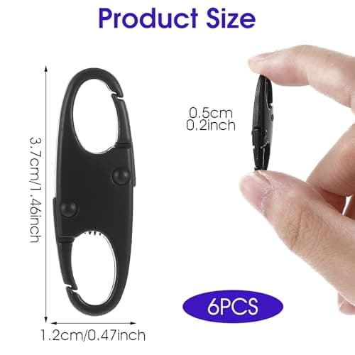 Zipper Clip Theft Deterrent, Mabor 6Pcs Double Small Zipper Clips Anti Theft S Pull Locks for Backpacks, Camping, Fishing, Traveling, Outdoor Sports (Black) — view 2