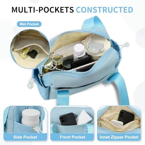 SUIKIHUM Mini Gym Bag, Small Gym Bag w/Wet Compartment for Women Sky Blue — view 5