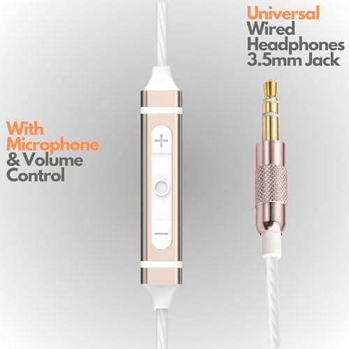 Betron BS10 Earphones Wired Earbud Headphones with Microphone, Gold — view 5