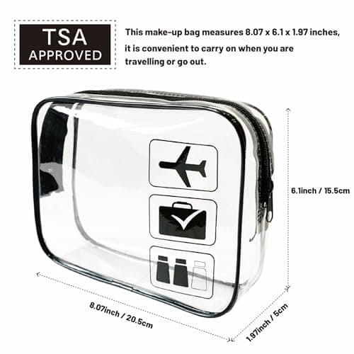 Clear Toiletry Bag,2 PCS TSA Approved Travel Cosmetic Bags Waterproof PVC Makeup Bags with Zipper Portable Toiletry Wash Bag Carry Pouch for Men Women Business Bathroom — view 5