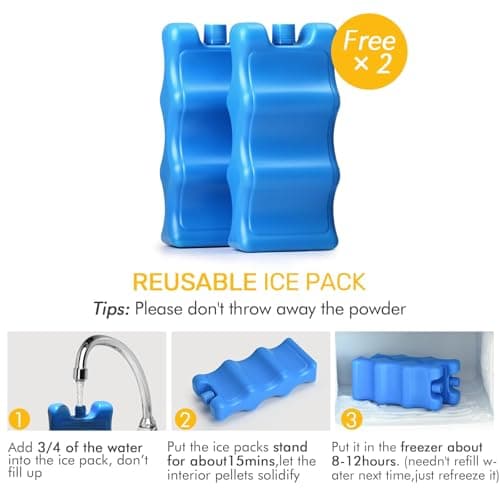 NCVI Breastmilk Cooler Bag with 2 Ice Pack, Breast Pump Bag with Cooler Fits 6 Bottles, Double Layer Breast Milk Baby Bottle Bag, for Travel, Nursing Mom Daycare, Work, Picnic (Grey) — view 6