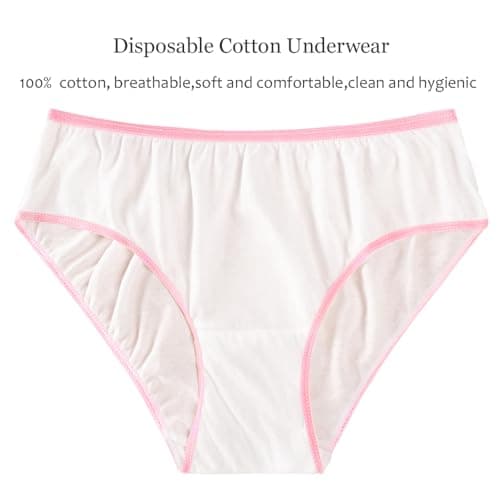 Women's Disposable Underwear for Travel-Hospital Stays- 100% Cotton Panties White(10pk) - White - Large 42-46" Hips — view 3