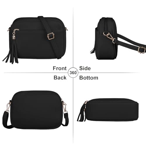 Kememo Small Cross body Bag for Women, Faux Leather Handbags & Shoulder Bags Camera CrossBody Bag with Adjustable Wide Strap for Travel Shopping Work Daily Use, Black — view 6