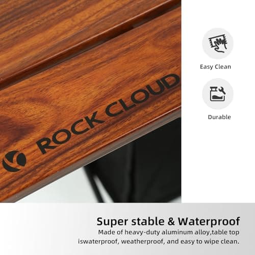 ROCK CLOUD Portable Camping Table Ultralight Aluminum Folding Beach Table Camp for Camping Hiking Backpacking Outdoor Picnic (Brown, Small) — view 5