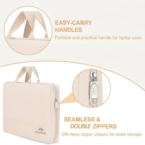 MATEIN Laptop Bag 15.6 Inch, TSA Laptop Case 15.6 Inch for Men Women, Beige — view 6