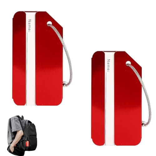 2 PCS Luggage Tags, Uggage Tags for Suitcases, Suitcase Tags, Luggage Labels for Suitcases, Aluminum Alloy Baggage Labels, for Checked Luggage, Hand Luggage and Handbags(Red)