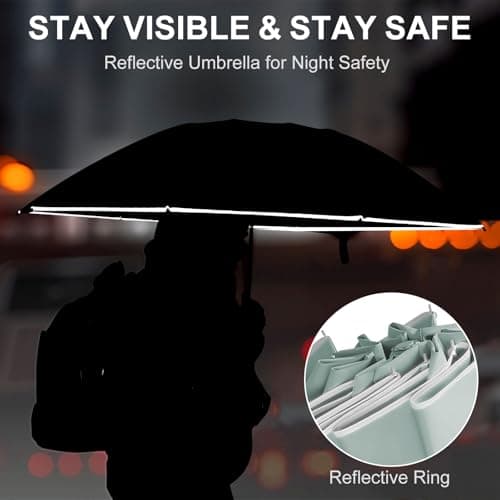 Zeproage Inverted Umbrella, Reinforced Canopy with Reverse Folding, Auto Open & Close, UV Protection, Windproof, Reflective Strip, 10 Rib Aluminum Frame, for Car & Travel Use — view 2