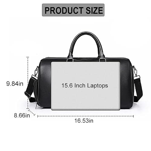 Ryanair Cabin Bag 40x20x25 Underseat Travel Duffel Bag, Leather Hand Luggage Bag Overnight Weekend Bag with Shoes Compartment & Wet Pocket, BlackA — view 3