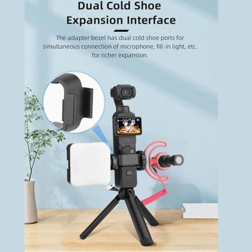 Goshyda Pocket 3 Expansion Adapter Mount, Dual Cold Shoe Mount Action Camera Extender Frame Quick Clip Mount for Microphone LED Video Light Tripod Backpack Clip — view 3