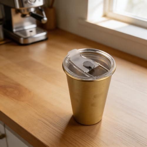 Homeponnew Gold Travel Coffee Tumbler 500ml with Straw Insert(Gold 500ml) — view 4
