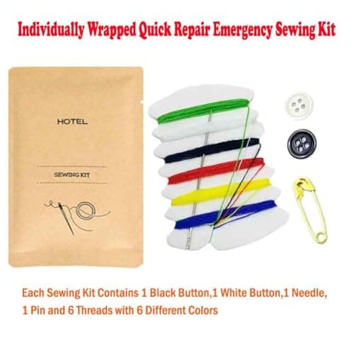 30Pcs Luxury Individually Wrapped Quick Repair Emergency Hotel Sewing Kit for Guests; Disposable Sewing Kit with Needles Button Threads Safety Pin for Hotel Travel Use; Travel Sewing Repairing Tools — view 2