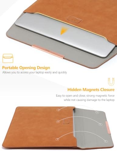 HYZUO 13.3-14 Inch Laptop Case Sleeve with Stand for MacBook,Brown — view 4