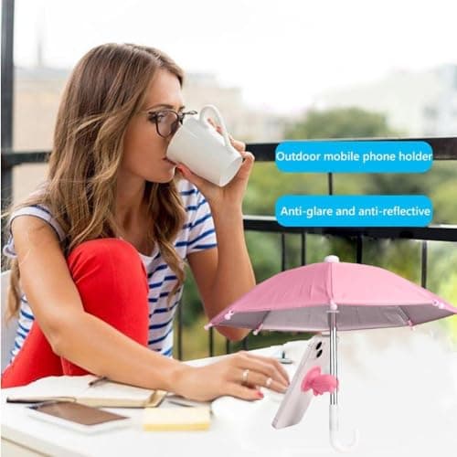 QYEHF Anti-Glare Phone Umbrella Sun Shade, Holder with Suction Plug for Car Navigation Sunscreen, Mini Sunscreen Travel Cell Phone Umbrella, Smartphone Outdoor Stand (pink) — view 6