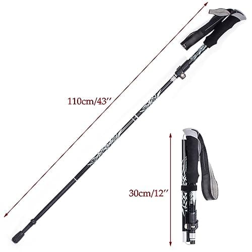 ThreeH Pair of 2 Hiking Poles Trekking Poles Foldable Walking Sticks for Men Women Lightweight Collapsible Climbing Poles for Backpacking Camping Black — view 3