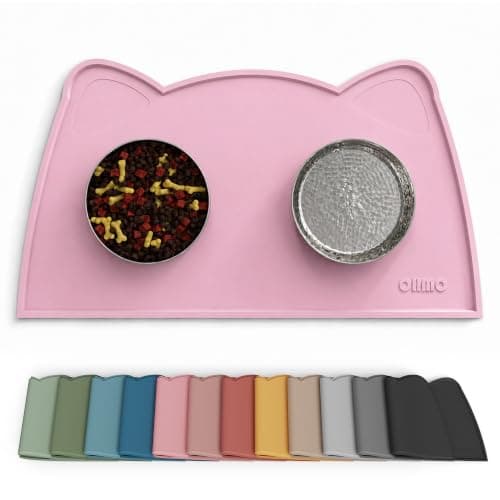 OHMO Silicone Cat Food Mat for Food&Water Bowls, 46x25cm, Pink