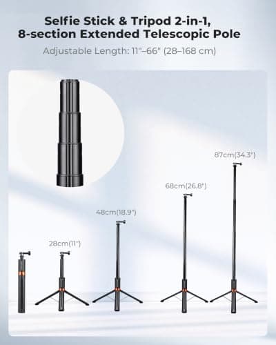 K&F Concept 66"/168cm Invisible Selfie Stick Tripod for Insta360 X5 X6/4/3 — view 2
