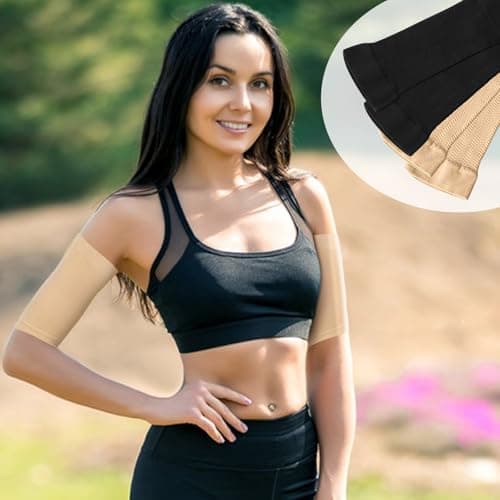 KIPTVO 2PCS Elastic Arm Compression Sleeves for Women, Tattoo Cover up Sleeve, for Muscle Pain,Lymphedema Armsleeve, Tight fit Suitable for Boys and Girls — view 4