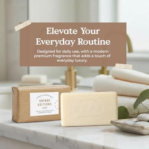 Field Day - Titanic Rose Soap Bar 190g - Luxury Vegetable Soap - Vegan & Cruelty Free - Chamomile & Rose Oil Fragrance - Softening Floral Formula - Elegant Bathroom Gift - Made in the UK — view 5