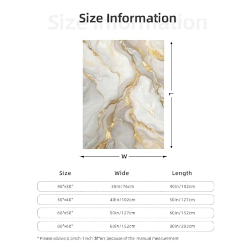 Oplp White Gold Marble Throw Blanket for Bed Sofa Couch Gold Veins Fleece Blankets Lightweight Soft Cozy 80"x60" — view 2