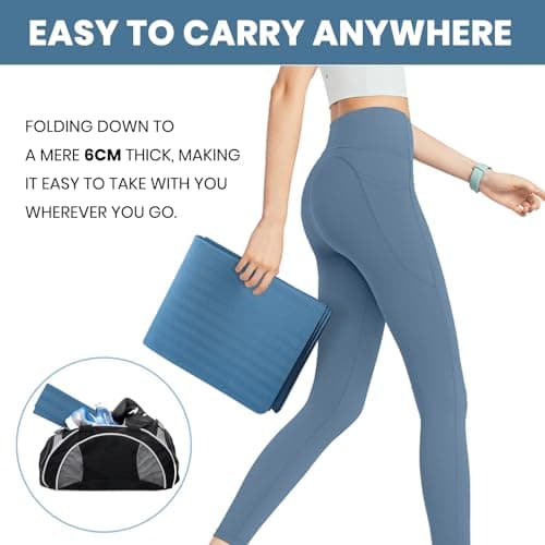 Good Nite Foldable Yoga Mat Non Slip Portable Fitness Mat Foldable Light Gym Mat Pilates Sport Travel Exercise Mat for Women Men 183 x 61 x 0.6 cm(Navy) — view 4