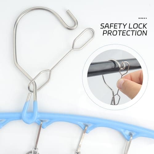 Roellgs 2Pack Drying Hanger, Stainless Steel Drying Rack, Drip Hanger With 10 Pegs for Underwear Socks Bra Panty Gloves, Windproof, Quickly Remove Clothes from Hanger (blue) — view 3