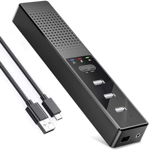 lorvannis 3 in 1 USB Computer Speaker with Microphone, PC Laptop Desktop Conference Speakerphone with Mic for Smart Home Office and Online Study，360 Degree Enhanced