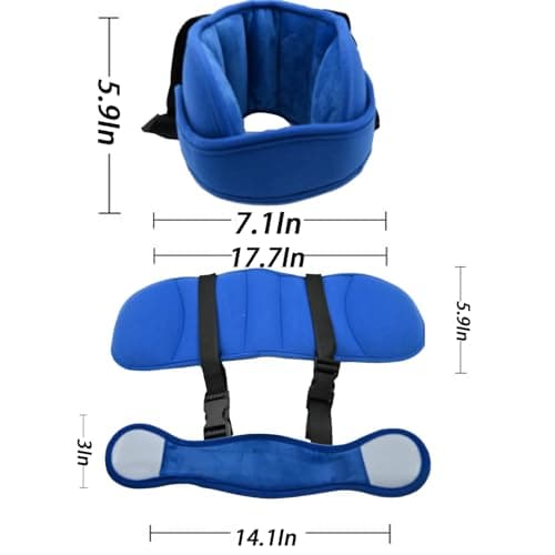 Peixiong Kids Car Seat Head Support, Adjustable Toddler Headrest Support Band Head Strap Child Car Safety Sleeping Pillow Neck Relief Pillow Soft Carseat Straps Cover for Plane (Blue) — view 2