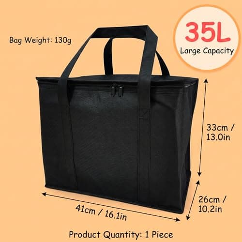 30L Insulated Shopping Bag Large Capacity Double Zip Medium Cooler Bag, Foldable Cooler Bag for Picnic, Camping, Food Delivery, BBQ, Grocery Shopping & Travel — view 2