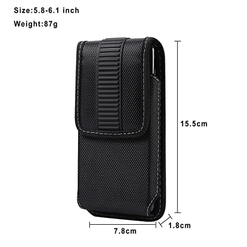 Small Cell Phone Belt Clip Pouch Men, Vertical Cell Phone Waist Pack, 6.1"Mobile Phone Holster Belt Bag Phone Wallet Purse for Men Loop Cellphone Holster Waist Bag Travel Carry Case Fanny Pack Hip Bag — view 2