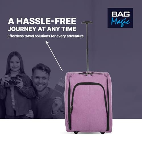 Bordlite 50x35x20cm Soft Cabin Bag – Lightweight Overhead Hand Luggage Suitcase with Wheels & Extendable Handle – Fits Ryanair, EasyJet, BA & More, 35L Capacity (Pink) — view 6