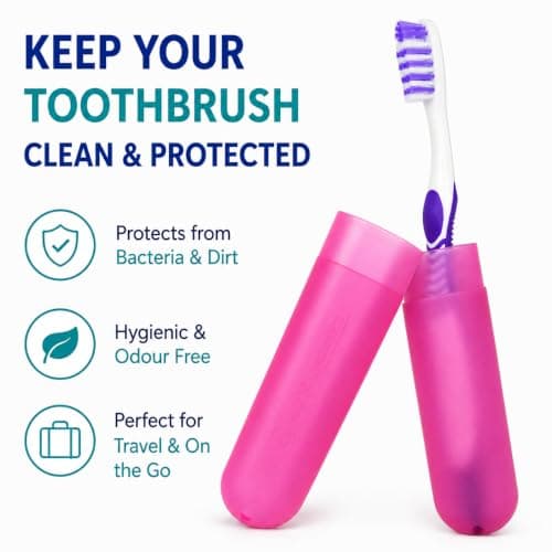 Dental Aesthetics 2 x Toothbrush Case Travel Cover ~ 1 Pink & 1 Blue — view 2