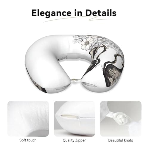 AUGUSTRUSH Memory Foam Neck Pillow - Travel Pillow With Adjustable Clasp, Removable Washable Cover For Airplane Office Car, Ergonomic Support Comfortable U-Shaped Pillow, Lavender Daisies Print — view 3