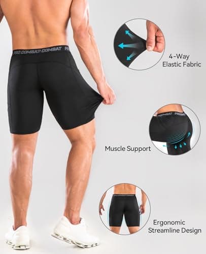 Niksa Compression Shorts Men Gym Running Sports Anti Chafing Underwear Base Layer Shorts Sports Undershorts Quick-Drying Fabric Men’s Workout Shorts, Black, S — view 4