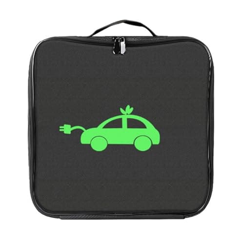 Kiuiom Large Capacity Car Hose Storage Bag,Ev Charging Cable Bag,Waterproof Portable Ev Cable Storage Bag,Ev Charger Organiser with Carry Handle Zip,for Caravan,Campervan,Square,Black