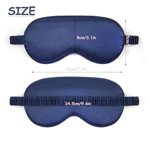 Sleep Mask Silk Eye Mask for Sleeping, Blackout Anti-Allergy Silk Eye Mask with Elastic Strap for Night,Travel,Nap,Meditation (Blue) — view 5