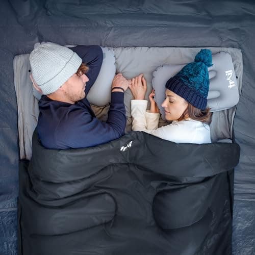 Trail Double Sleeping Bag For Adults, Envelope 2 Season Summer Spring Autumn 250gsm, Outdoor Camping, Lightweight Carry Bag, Storage Pockets, 200cm x 150cm — view 2