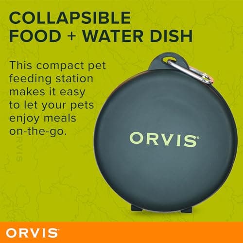 Orvis Pet Travel Collapsible Feeder with Food + Water Dish, 2-in-1, BPA Free, Food-Grade Silicone | Space-Saving Pet Travel Bowls, Nonslip Bottom + Carabiner Clip — view 2