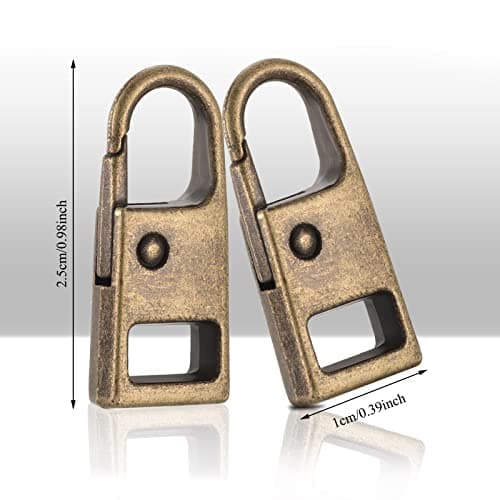 8 Pieces Zipper Pull Replacement Zipper Repair Kit Slider Metal Handle Mend Fixer Detachable Head Pull Tab for Luggage Backpack Jacket Coat(Bronze) — view 3