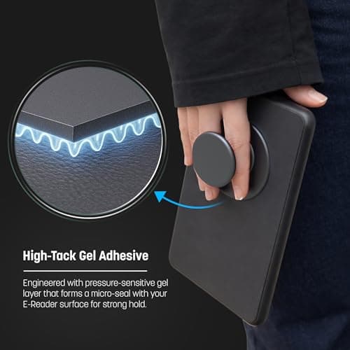 Encased Collapsible Silicone Grip Holder for Tablets and E-Readers - Case Compatible Stick-On Adhesive (Black) — view 3