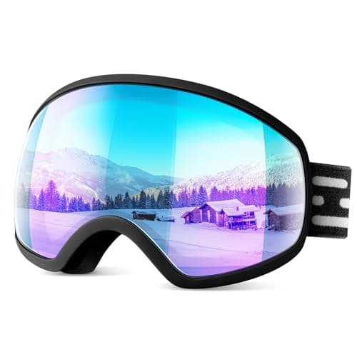 EasYoung Ski Goggles for Men Women Youth, Skiing Snowboard Goggles with Over Glasses, Anti-fog, UV Protection, Helmet Compatible