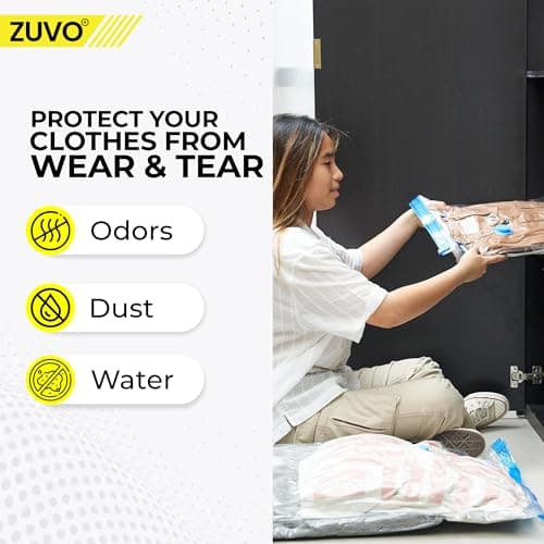 Zuvo Large Vacuum Storage Bags with Pump (Pack of 5) – Heavy-Duty Space Saver for Clothes, Bedding & Travel – Durable, Reusable & Airtight Compression Bags — view 2